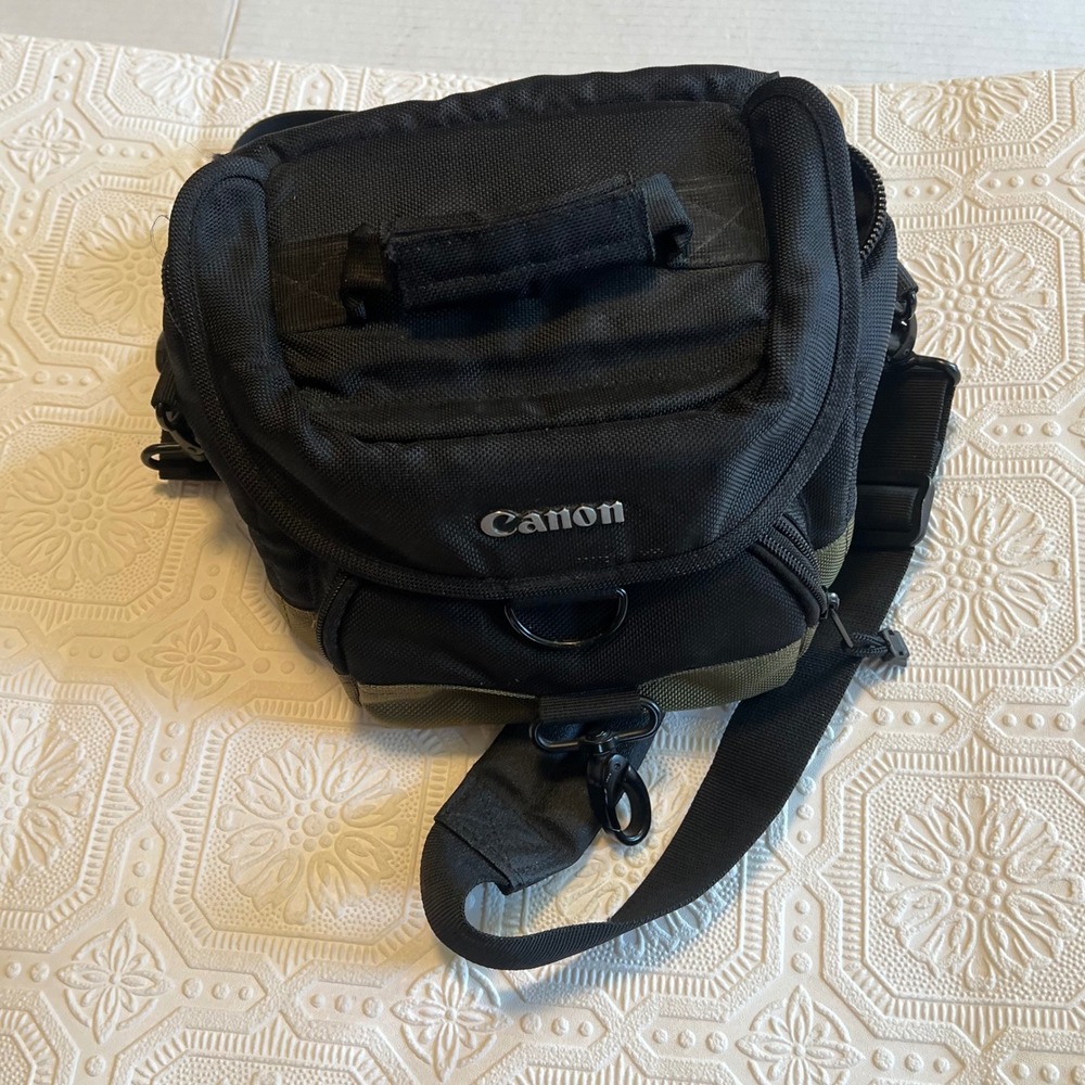 Canon Camera Bag Black Olive Green Padded Shoulder Bag Waist Belt Gadget Case